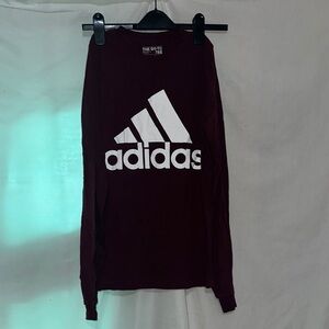 women's maroon & white Adidas the go-to tee long sleeve shirt size xs